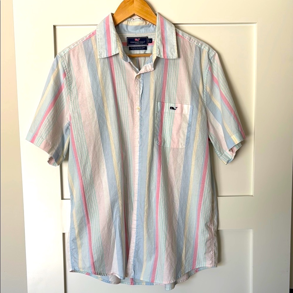 Vineyard Vines Men's Pastel Striped Button Down Shirt